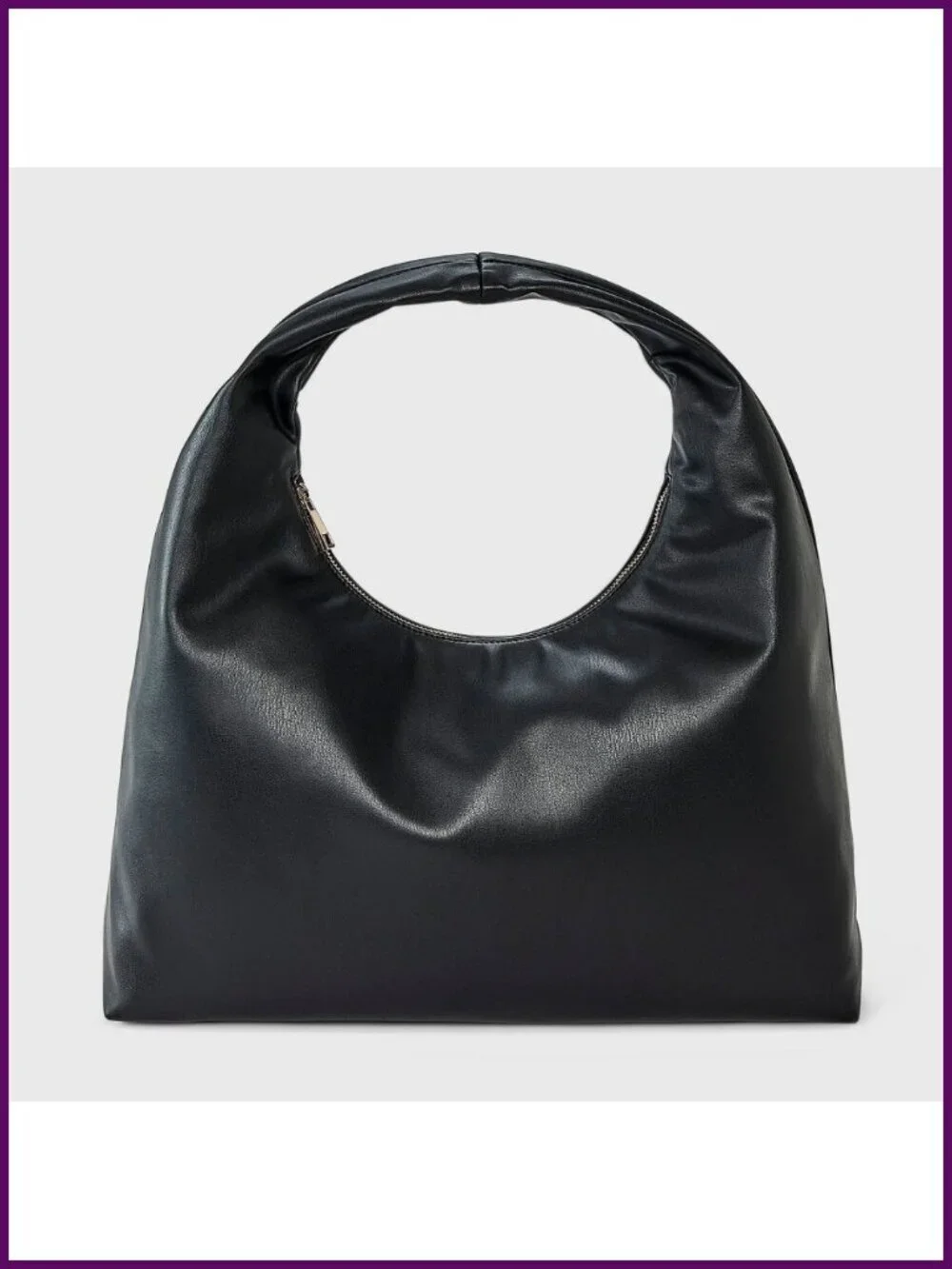 Faux Leather Soft Shoulder Bag with Zip Pocket